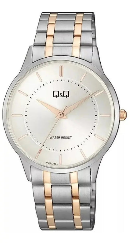Reloj Q&q Metal 41mm Qz60j401 - Plateado Blanco