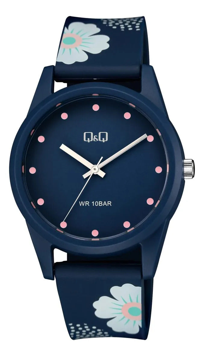 Reloj Q&q Silicona Dama 40mm V08a-003vy - Azul