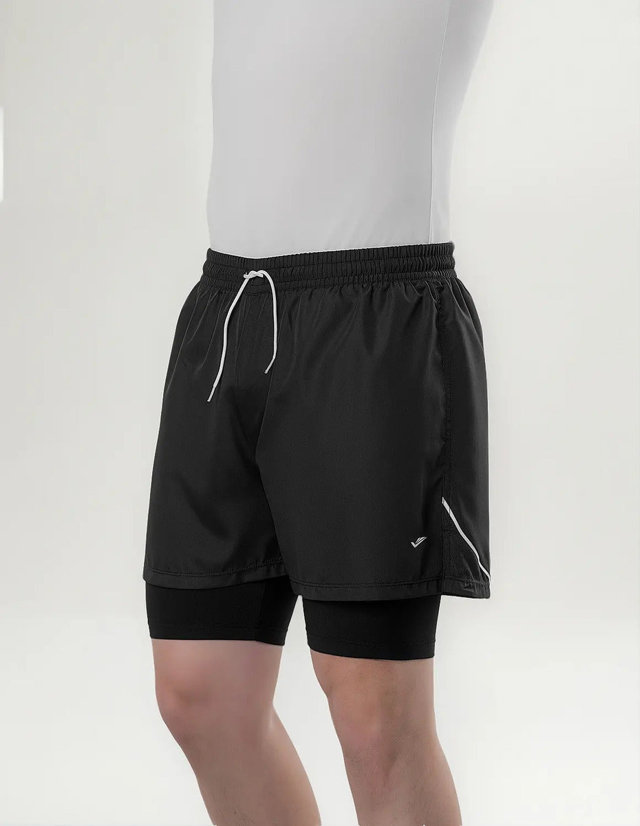 Short Con Calza Interior Perforada Deportivo Elite Negro M