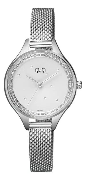 Reloj Q&q Metal Dama 32mm Qb73j201y - Plateado