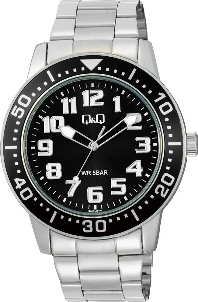 Reloj Q&q Metal Hombre 45mm Q60b-001py - Plateado