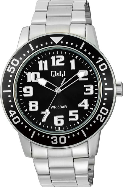 Reloj Q&q Metal Hombre 45mm Q60b-001py - Plateado