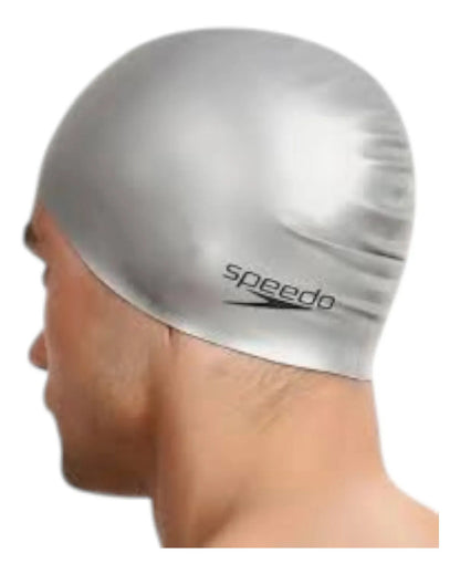 Gorra De Natación Piscina Plain Flat Speedo - Gris Liso Único