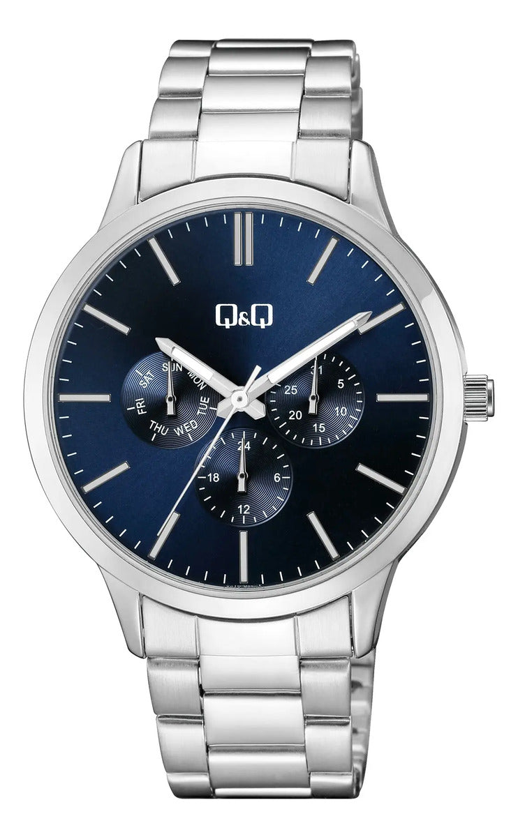 Reloj Q&q Metal Hombre 42mm A01a-002py - Plateado