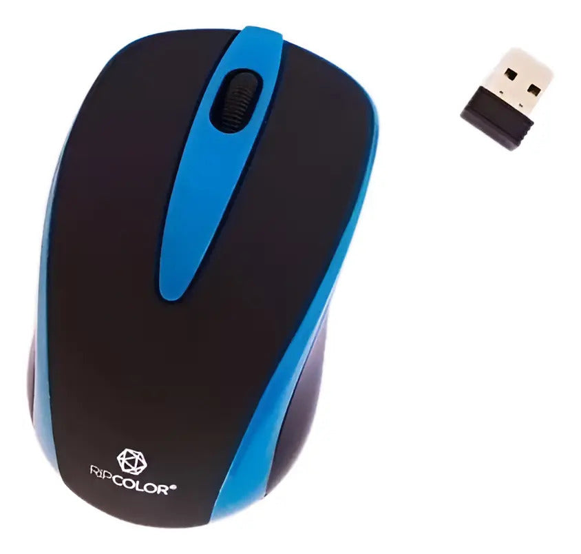 Mouse Inalámbrico Usb Ripcolor B0402r - Negra Con Azul