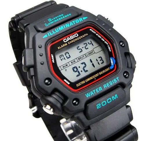 Reloj Digital Casio Crono Alarm/tmr Ill Dw-290-1v Negro Negro Gris