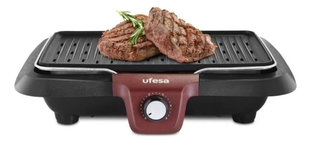 Parrilla Eléctrica Grill Ufesa Copacabana Bb7650 - Negro Y Bordo