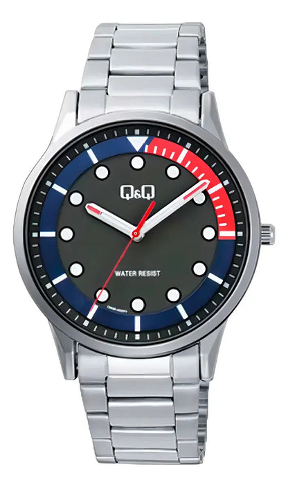 Reloj Q&q Metal Hombre 40mm Q50b-002py - Plateado Negro