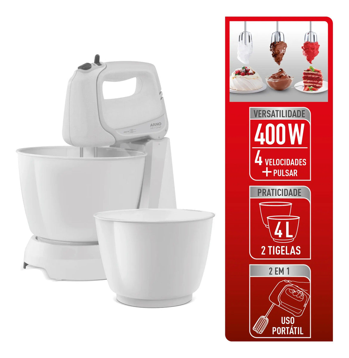 Batidora Arno Mini Chef 4 L 4 Velocidades 400w