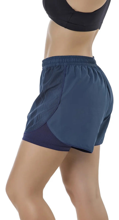 Short Deportivo Running Gym Dama Poliéster Elite - Azul Petróleo M