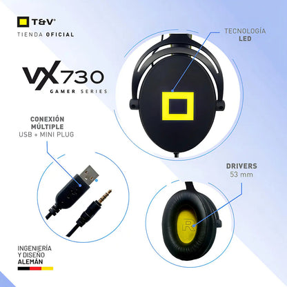 Auriculares Gamer C/mic Thonet & Vander Vx730 - Negro