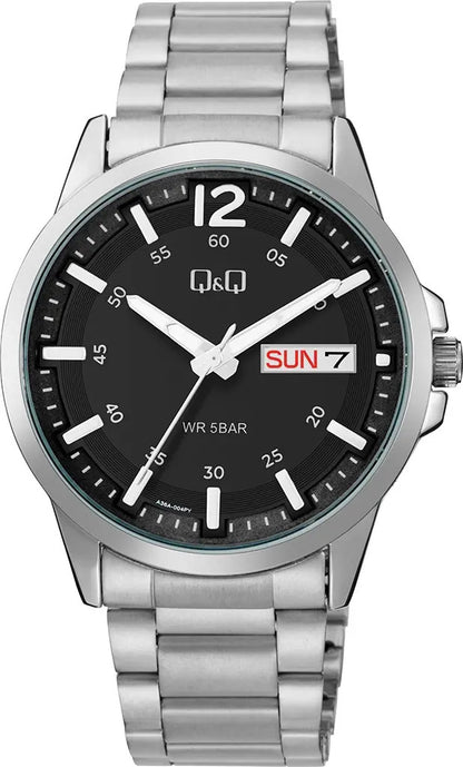 Reloj Q&q Metal Hombre 42mm A36a-004py - Plateado