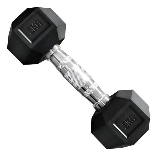 Mancuerna Hexagonal Hierro Recubierto 5kg Rhino Negro