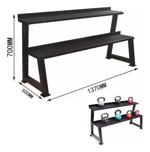 Soporte Pesas Rusas Kettlebell Gimnasio Rhino - Negro