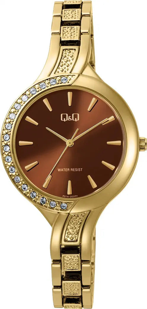 Reloj Q&q Metal Dama 34mm F01a-002py - Dorado