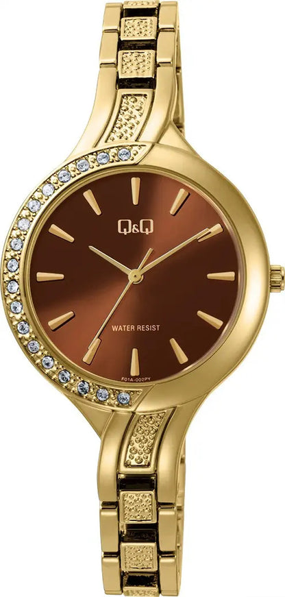 Reloj Q&q Metal Dama 34mm F01a-002py - Dorado