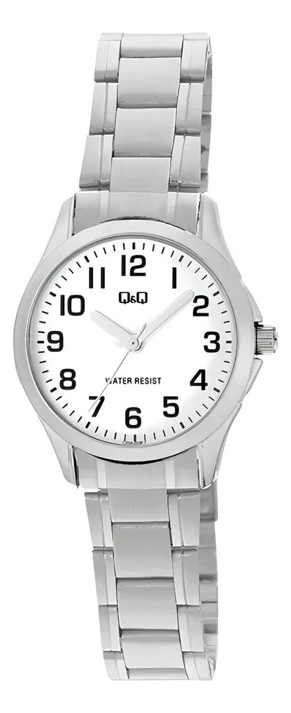 Reloj Q&q Metal Dama 28mm C05a-003py - Plateado Blanco