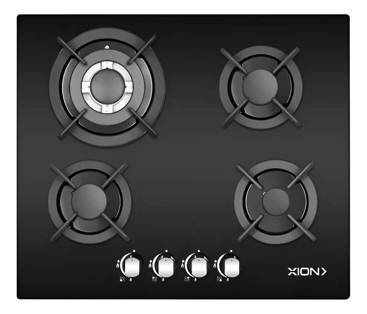 Anafe Xion A Gas 4 Hornallas Vidrio Templado Xi-gh48tgl Qofe Negro