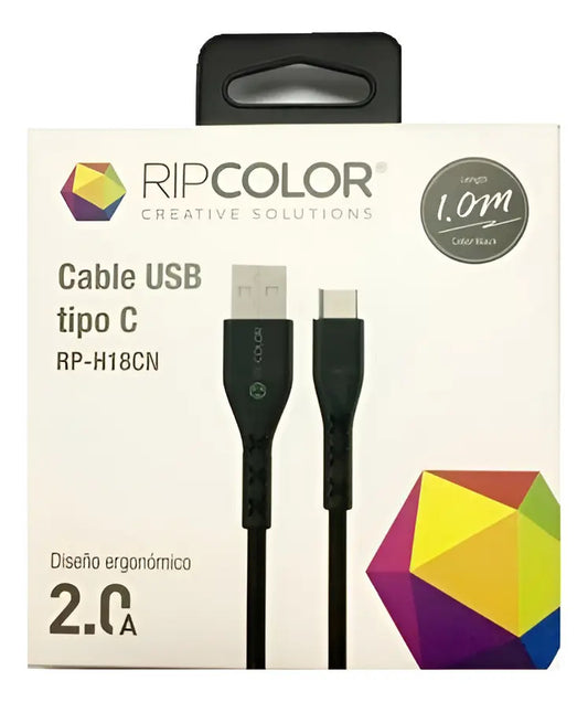 Cable Tipo C / Usb Ripcolor - Negro