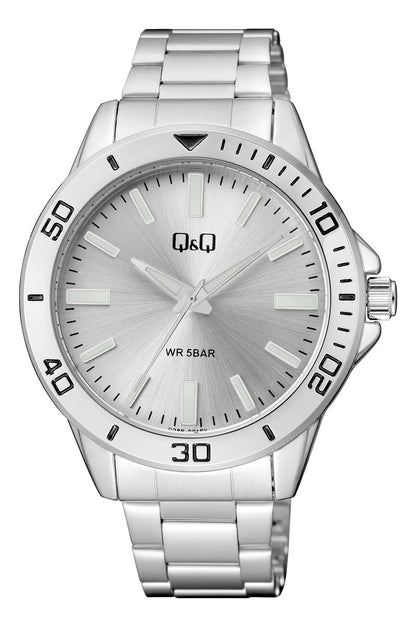 Reloj Q&q Metal Hombre 44mm Q28b-001py - Plateado