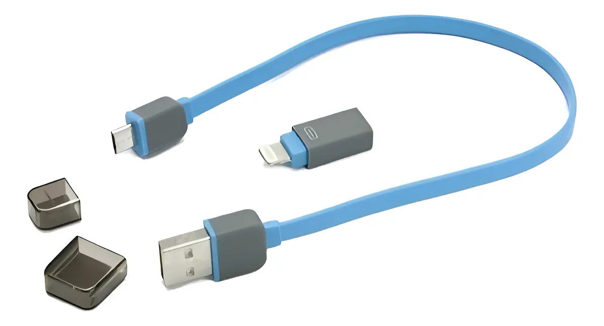 Cable Usb 2 En 1 (iPhone 6 / Micro Usb) Ripcolor - Azul