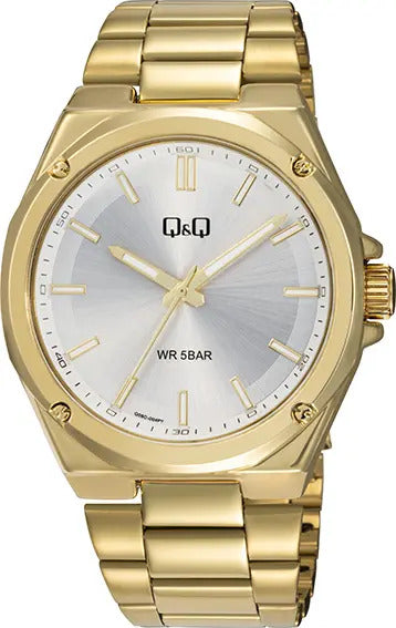 Reloj Q&q Metal Hombre 42mm Q05c-004py - Dorado