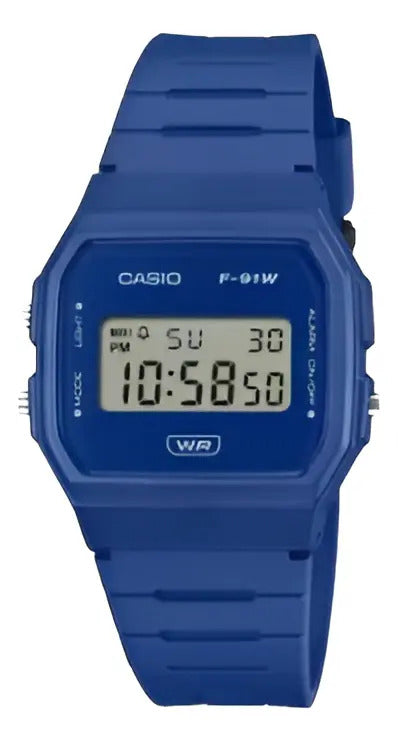 Reloj Casio Digital F-91wb-2a1 Crono Alarma - Azul