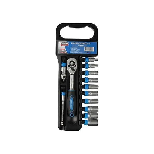 Juego De Dados Foreman 1/4 12 Piezas - Plateado/negro