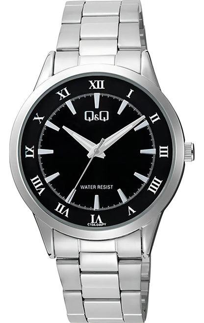Reloj Q&q Metal Hombre 40mm C10a-046py - Plateado Negro