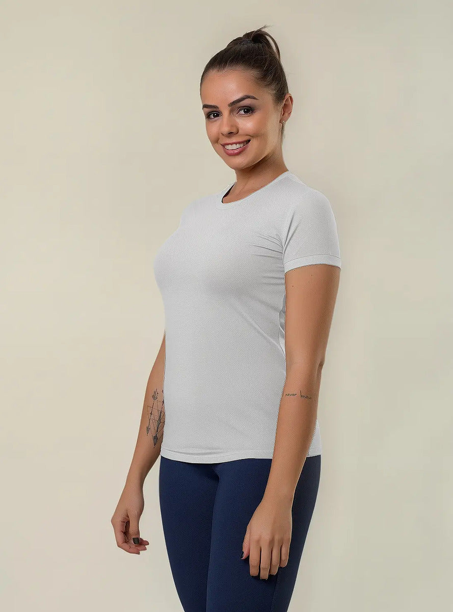 Remera Manga Corta Dama Entrenamiento Fitness Elite Blanco L