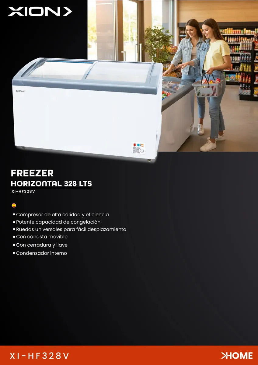 Freezer Horizontal 328 Lts Puerta De Vidrio Xi-hf328v Qofert Blanco