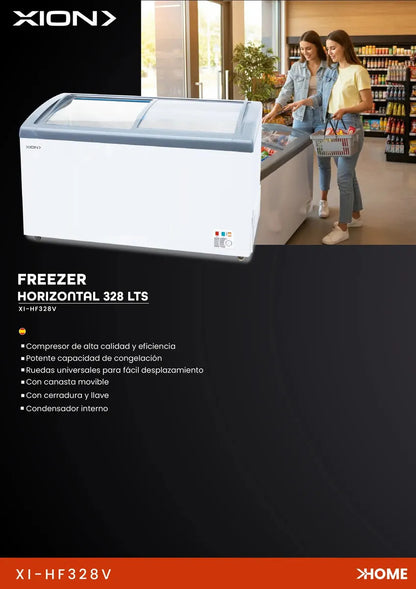 Freezer Horizontal 328 Lts Puerta De Vidrio Xi-hf328v Qofert Blanco