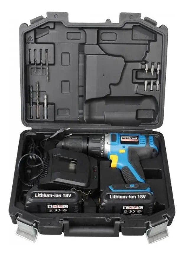 Taladro Atornillador A Batería Foreman 18v Litio - Azul