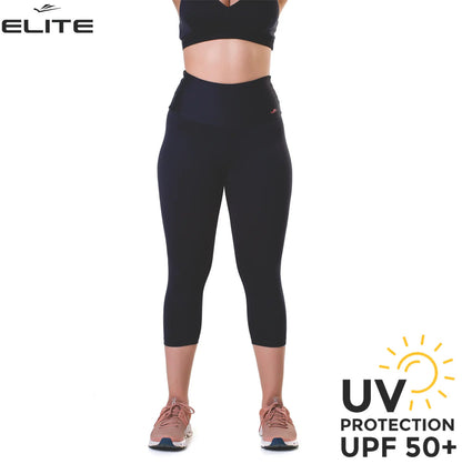 Calza 3/4 Dama Entrenamiento Fitness Elite - Negro 4xl