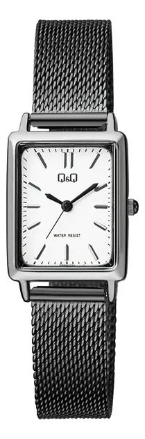 Reloj Q&q Metal Dama 22mm Qb95j401y - Negro Plateado Blanco