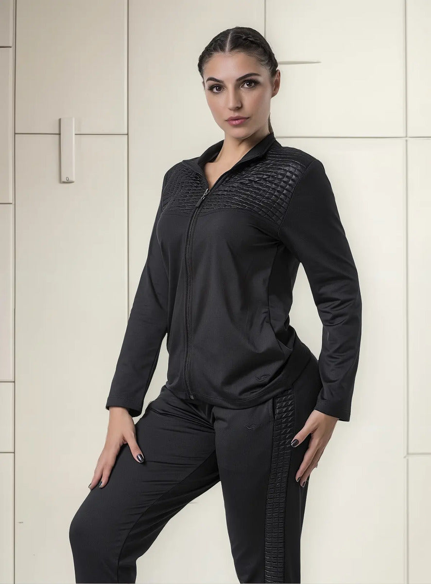 Campera Deportiva Transpirable De Dama Poliéster Elite Negro Xl