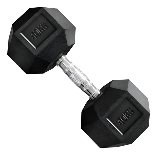 Mancuerna Hexagonal Hierro Recubierto 40kg Rhino Negro
