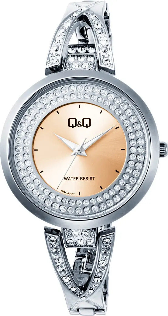 Reloj Q&q Metal Dama 38mm F03a-004py - Plateado