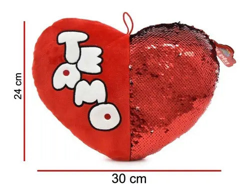Peluche Corazón Te Amo Con Lentejuelas 30 Cm