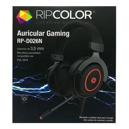 Auricular Gaming Conexión 3.55mm Ripcolor D026n Negro