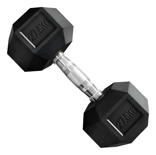 Mancuerna Hexagonal Hierro Recubierto 27.5kg Rhino Negro