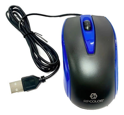 Mouse Óptico Usb Ripcolor B0602a - Negra Con Azul