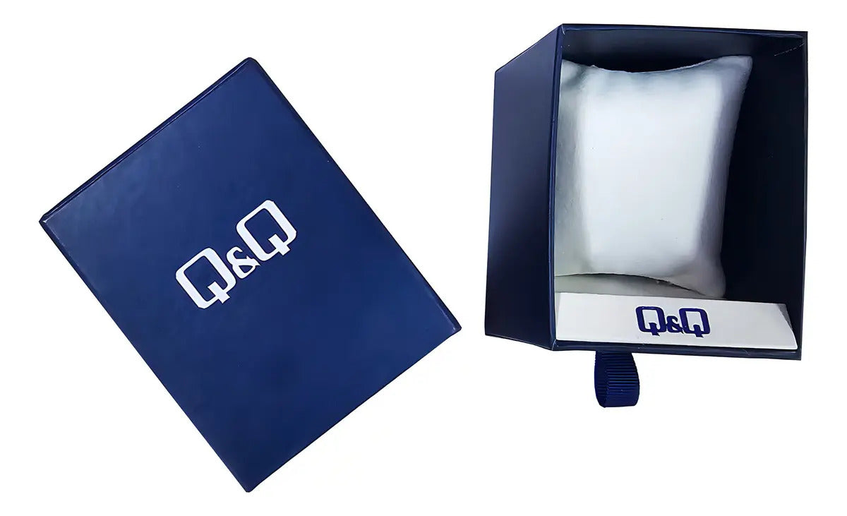 Reloj Q&q Metal Hombre 43mm A484j212y - Plateado Azul