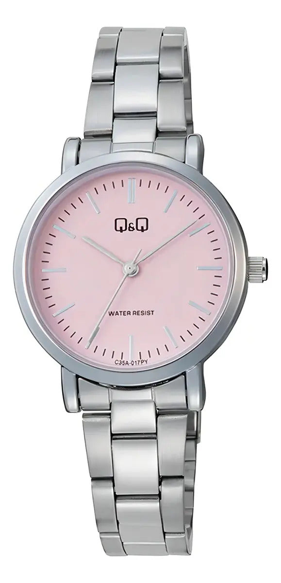 Reloj Q&q Metal Dama 31mm C35a-017py - Plateado