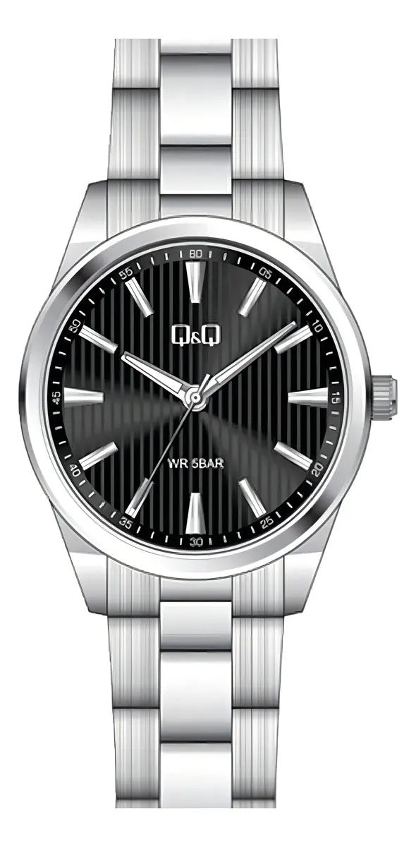 Reloj Q&q Metal Hombre 40mm Qz94j202y - Plateado