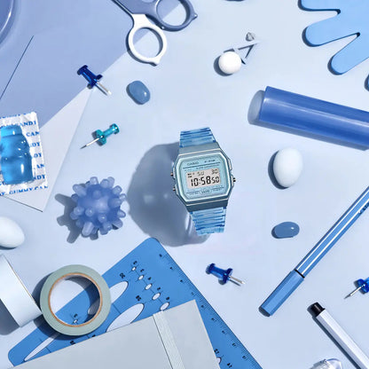 Reloj Casio Digital F-91ws-2d Digital Crono Alarma Celeste Transparente Celeste