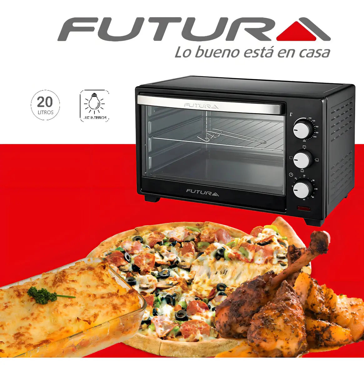 Horno Eléctrico Futura 20 Lts 1280 W Fut-mh20b - - Negro