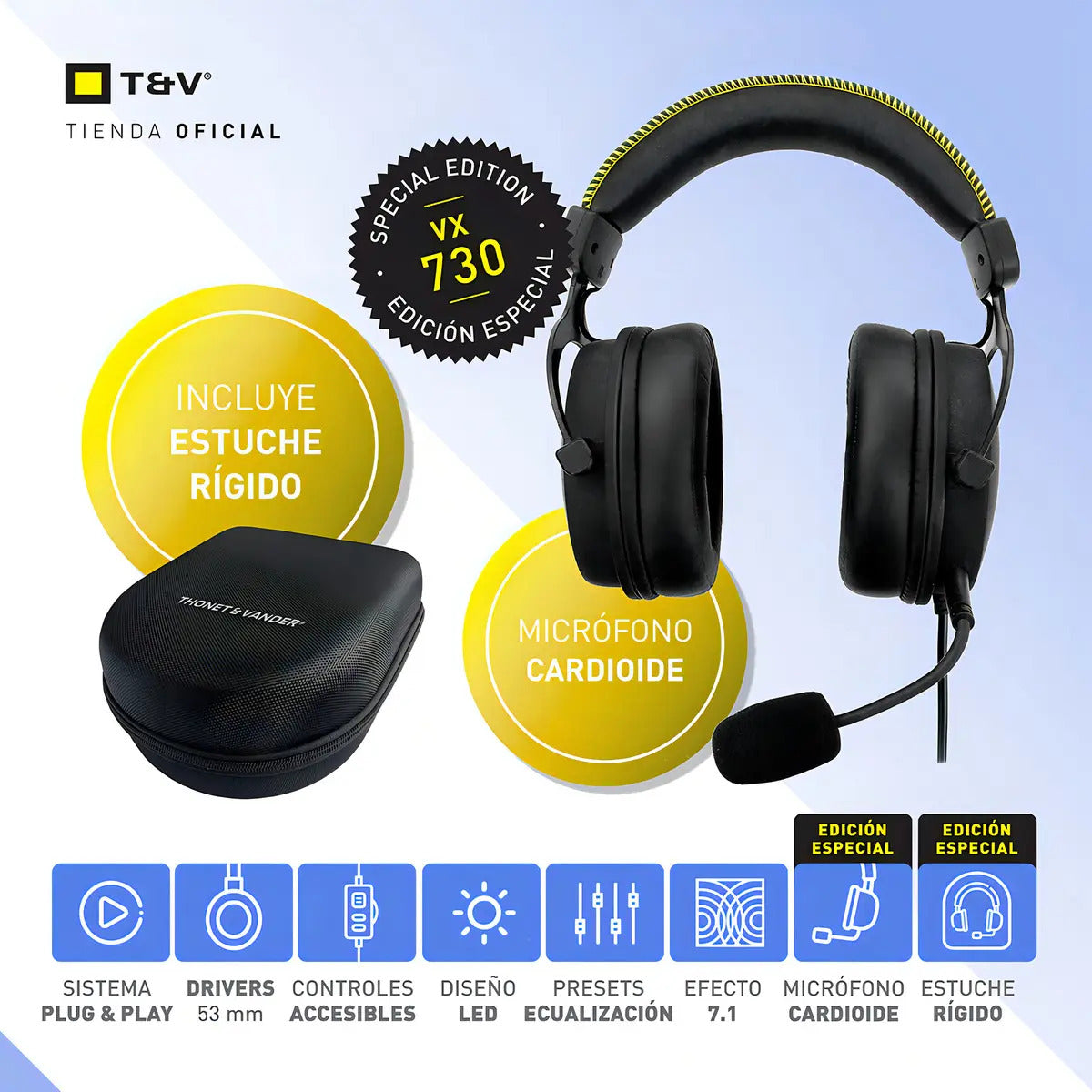 Auriculares Gamer C/mic Thonet & Vander Vx730 - Negro