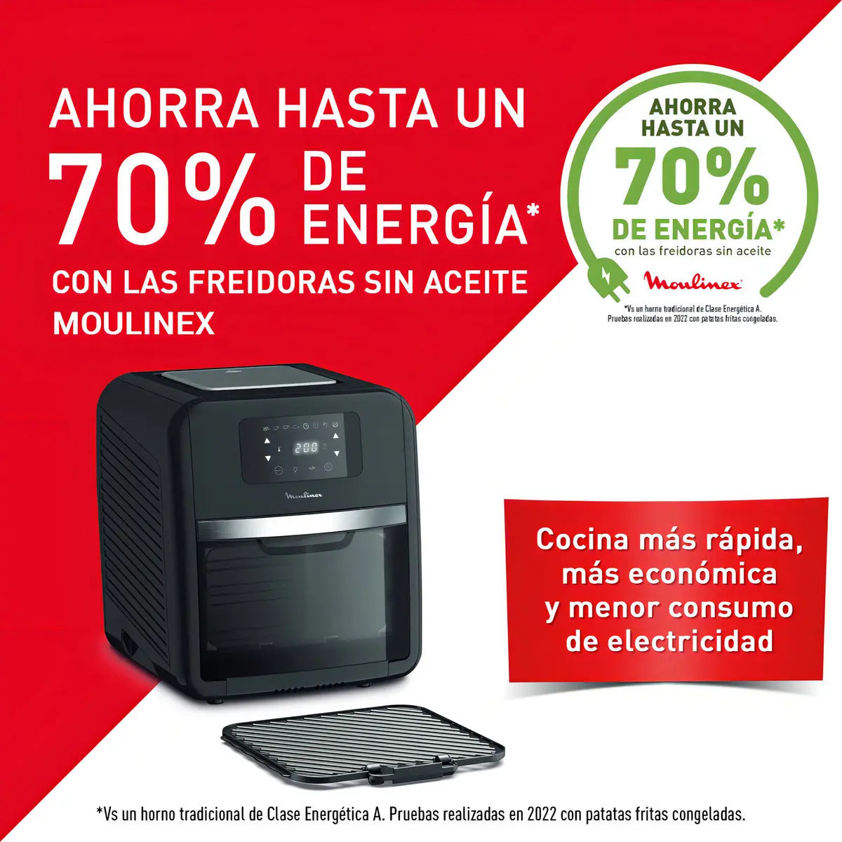 Freidora Sin Aceite + Horno Moulinex 11 Lt 2050w - Negro