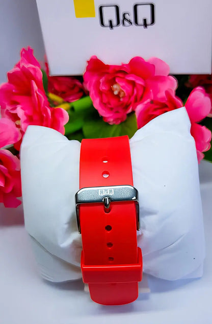 Reloj Digital Q&q Silicona M207j006y Dama 34mm - Rojo